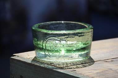 recycled glass dog bowl