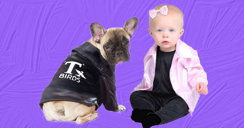 greaser and pink lady dog and baby costume