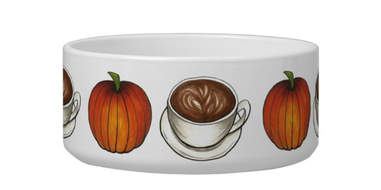 Pumpkin Spice Coffee Latte Autumn Fall Pet Bowl