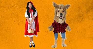 Little red riding hood and wolf dog and owner costumes