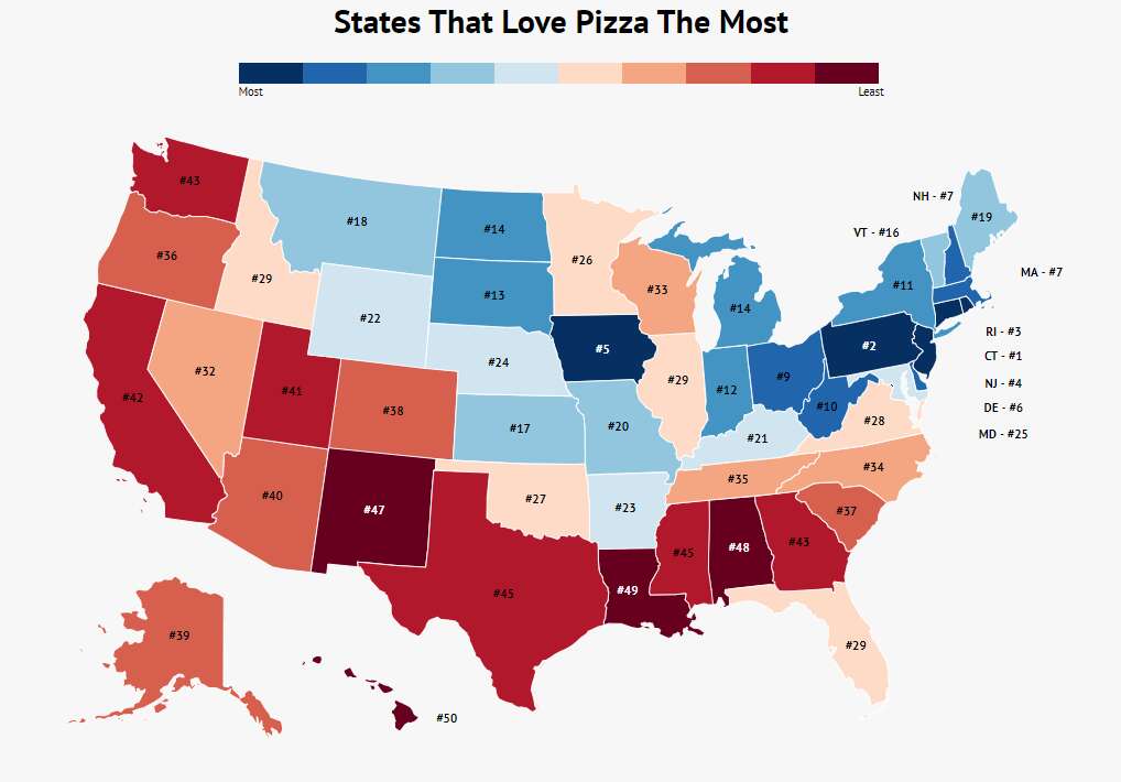States that love pizza the most