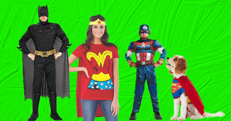 Superhero Halloween family costumes