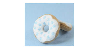 donut cat toy with snowflake sprinkles