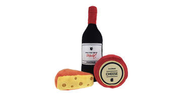 wine and cheese dog toy