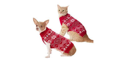 red Christmas sweater for dogs and cats