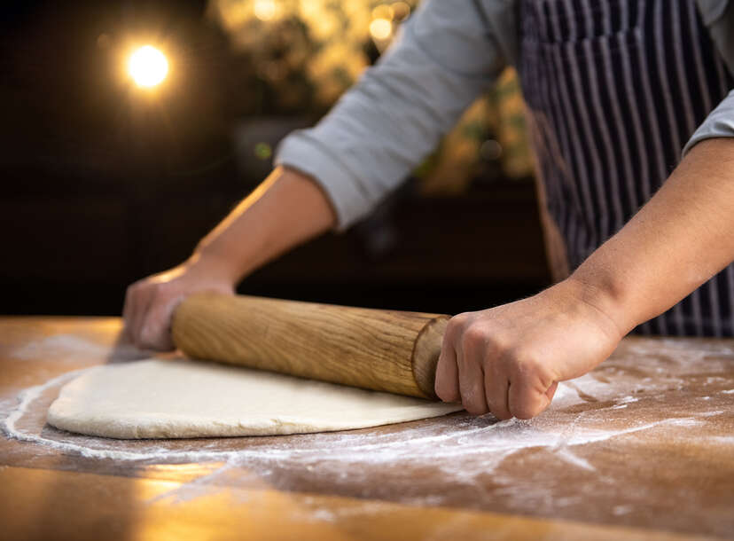 Close Up Of A Baker Kneading Bread Dough In A Metal Mixing Bowl High-Res  Stock Photo - Getty Images