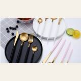 Gold and Matte Luxury 4-Piece Flatware Set