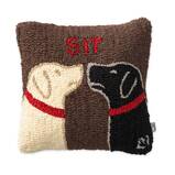 Labrador Dogs "Sit" Wool Throw Pillow