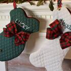Personalized Christmas Stockings Quilted Dog Bone and Cat Fish