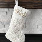 Pet Paw Quilted White Slim Christmas Stocking Customized
