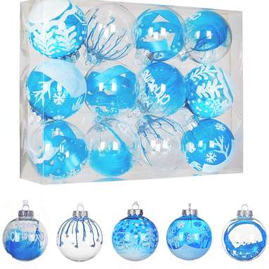 12-Pack Of Blue Shatterproof Christmas Ball Ornaments