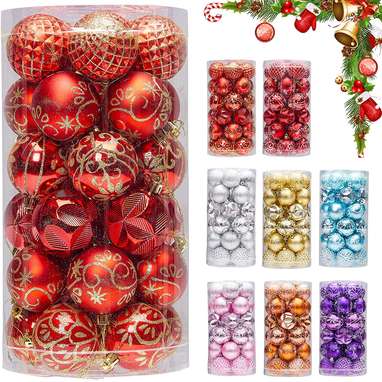 30-Pack Of Red And Gold Shatterproof Christmas Ball Ornaments