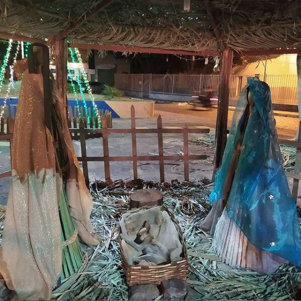 Woman Passing By Nativity Scene Notices Someone Sleeping In The Manger ...
