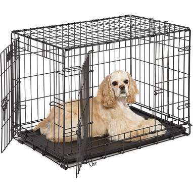 Double Door Folding Metal Dog Crate w/ Divider Panel