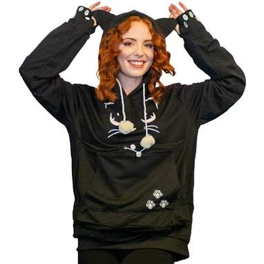 Pet Holder Hoodie With Cat Face Print