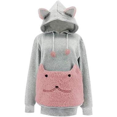 Cozy hoodie lets you carry your cat Clearance