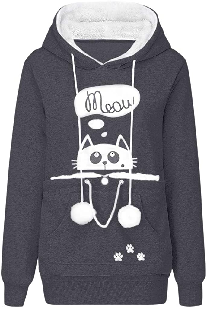 Cat hoodie with on sale pouch