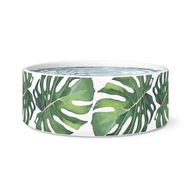 Tropical Monstera Leaf Pet Bowl 