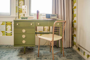 A desk and work station at 21c Museum Hotel Lexington