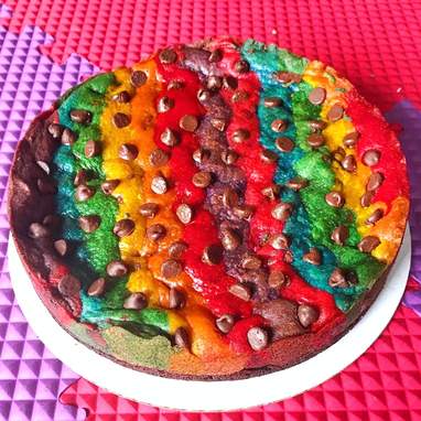 Baked in Color - Giant Brownie Oreo Rainbow Cookie Cake