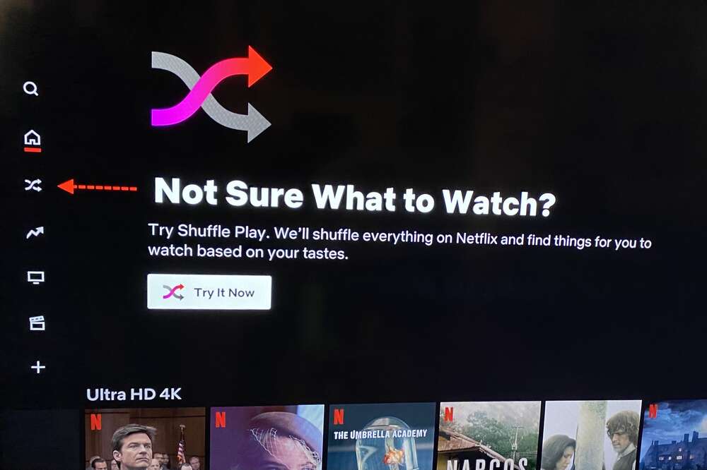 Netflix shuffle option for watching series in test phase