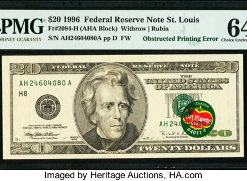 This $20 Bill With A Del Monte Sticker On It Is Selling For More