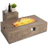 48"x27" 50,000 BTU Propane Fire Pit Table w/ Side Table Tank Storage & Cover
