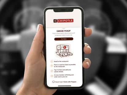 Chipotle curbside pickup option in mobile app