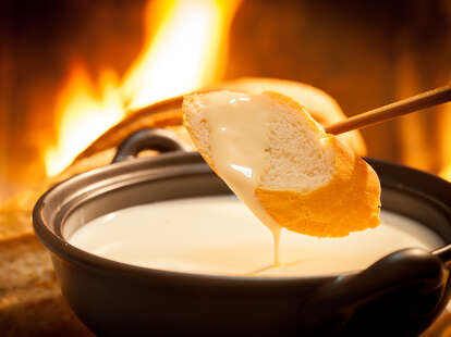 cheese fondue bread toast fondu valentine's day dinner ideas sexy