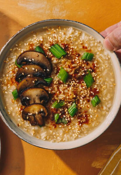 Brown Rice and Steel Cut Oat Vegetarian Congee Recipe from Brandon Jew ...