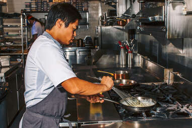 Ron Hsu cooking at Lazy Betty