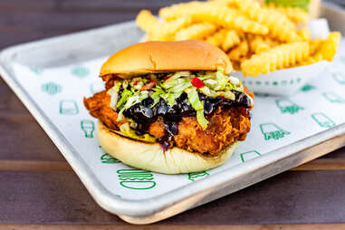 southern smoke chicken sandwich made by Chris Shepherd and sold at Shake Shack Houston