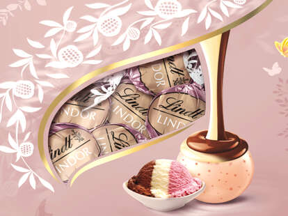 A realistic illustration detailing Lindt's Neapolitan truffle