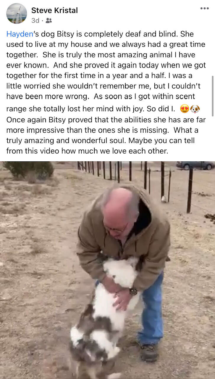 Blind dog reunites with grandpa