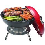Ovente Outdoors Charcoal Grill - 14" with Dual Vent System and Enamel Coating Firebox, Cool Touch Handles