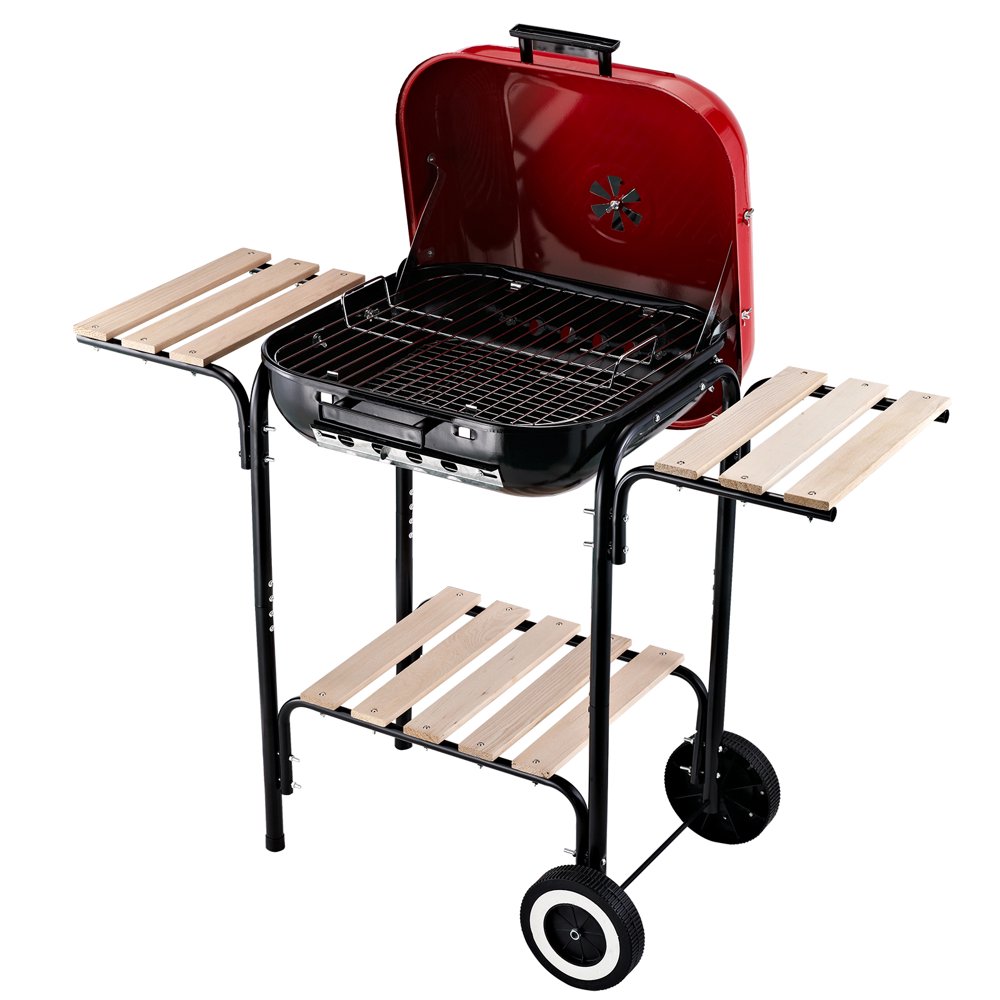 Outsunny 37.5 in. Steel Square Portable Outdoor Backyard Charcoal