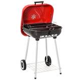 Outsunny 19” Steel Porcelain Portable Outdoor Charcoal Barbecue Grill with Wheels