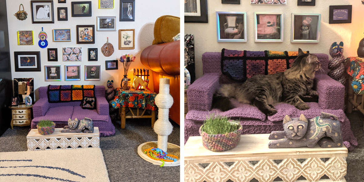 Woman Creates The Most Adorable Tiny Living Room Just For Her Cats ...