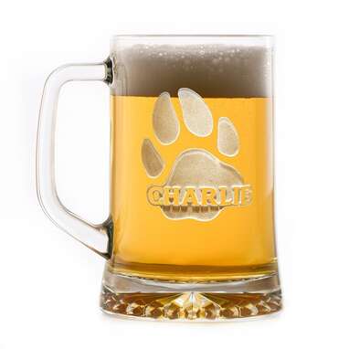 Personalized Dog Paw Print 23 oz. Glass Beer Mug (Set of 2)