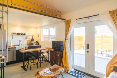 kitchen in the tiny desert rose airbnb