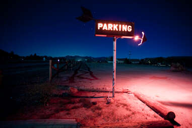 Parking lot at Pappy & Harriet's Pioneertown Palace