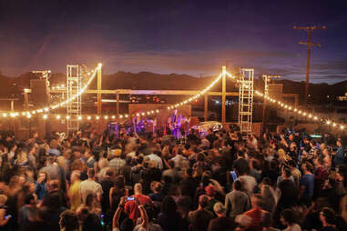 crowd at the outdoor stage at Pappy and Harriet's