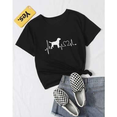 Dog & Heartbeat Print Tee