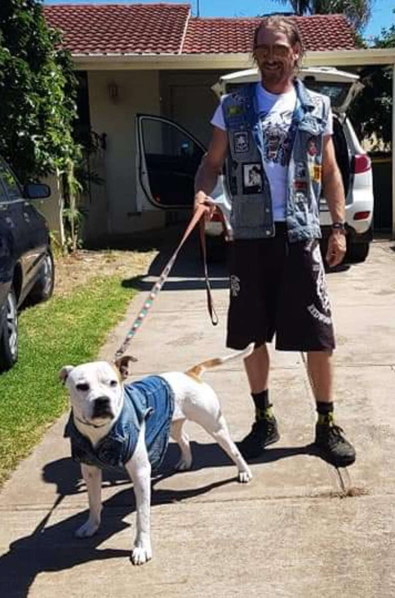 Hero dog with his dad