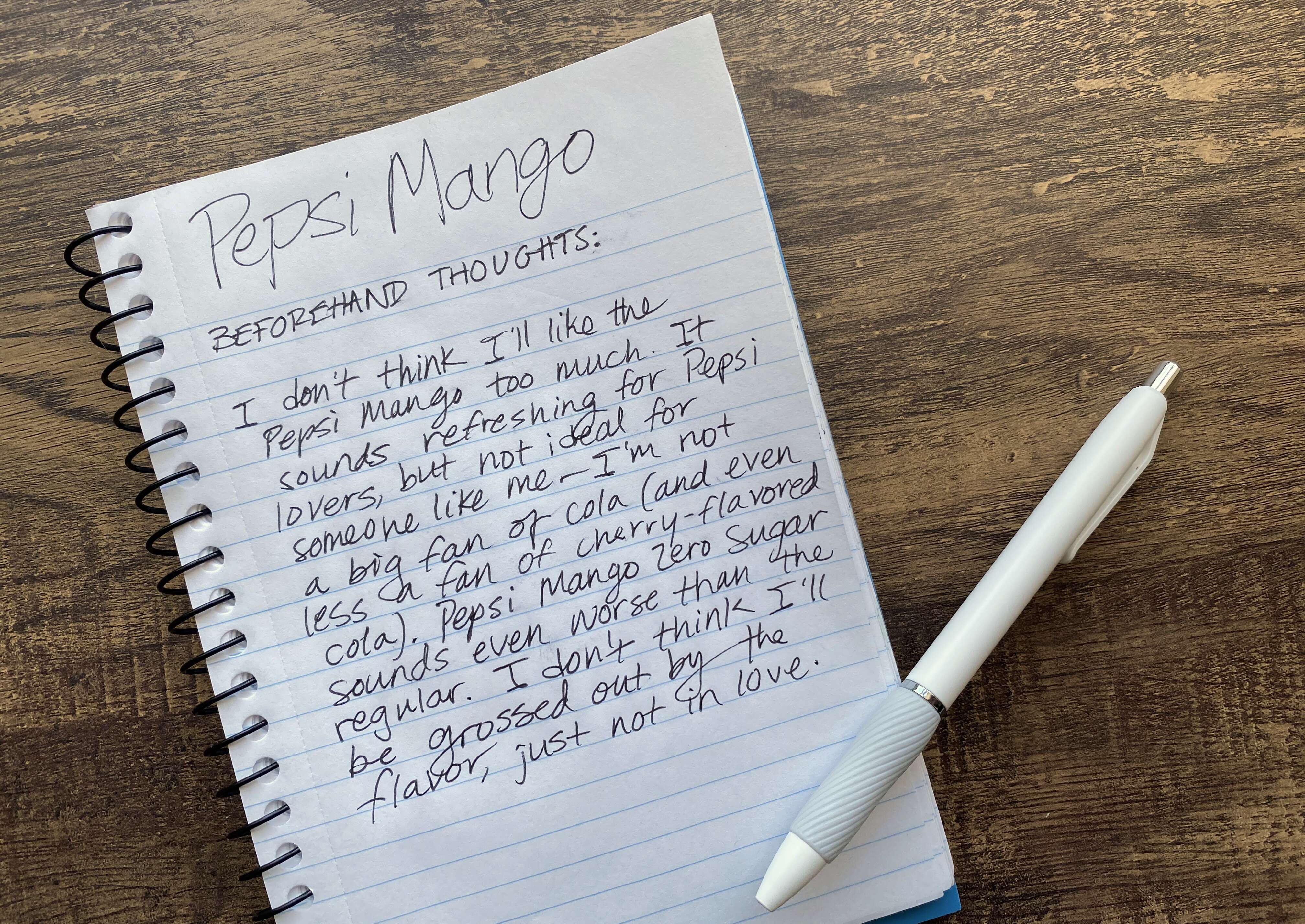Pepsi Mango taste test notes