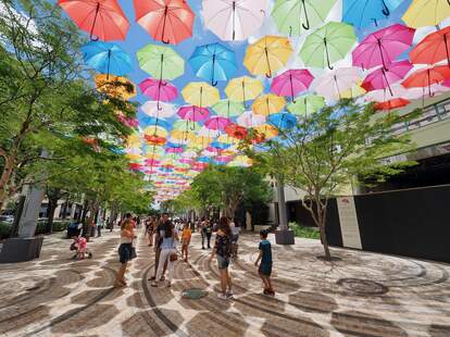 Umbrella Sky in Giralda Plaza in Coral Gables, Florida