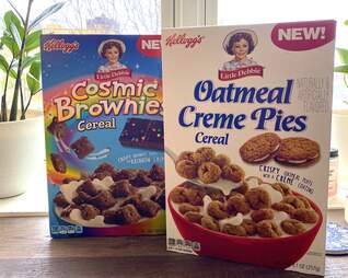 Kellogg's Oatmeal Creme Pies and Cosmic Brownies Little Debbie cereal