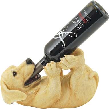 Playful Pup Wine Bottle Holder for Tabletop and Countertop