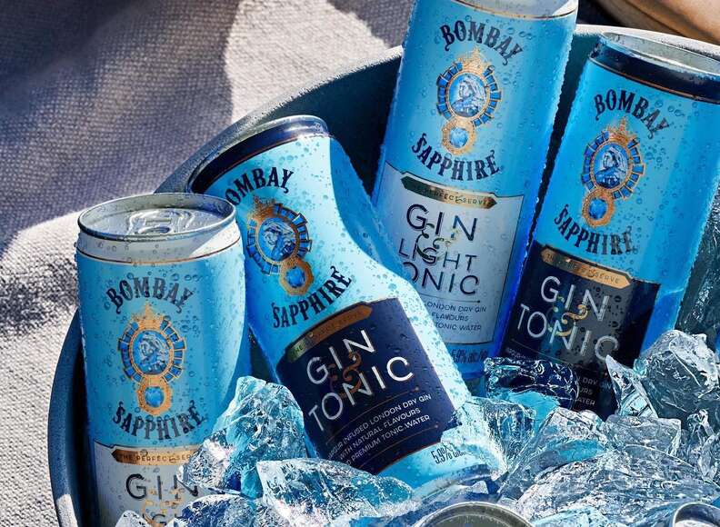 Bombay Sapphire gin and tonic cans