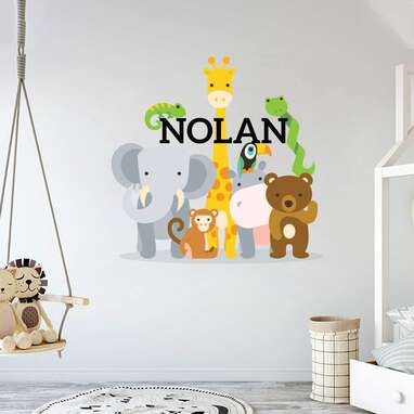 Personalized Name Jungle Animals Nursery Wall Decals